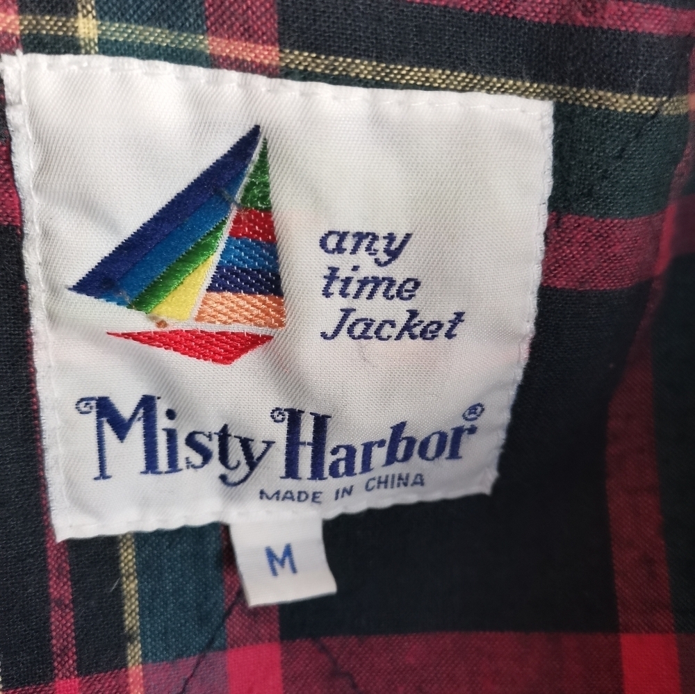 Vintage Misty Harbor Blue Rain Jacket Hooded Med Plaid M - Picture 3 of 6